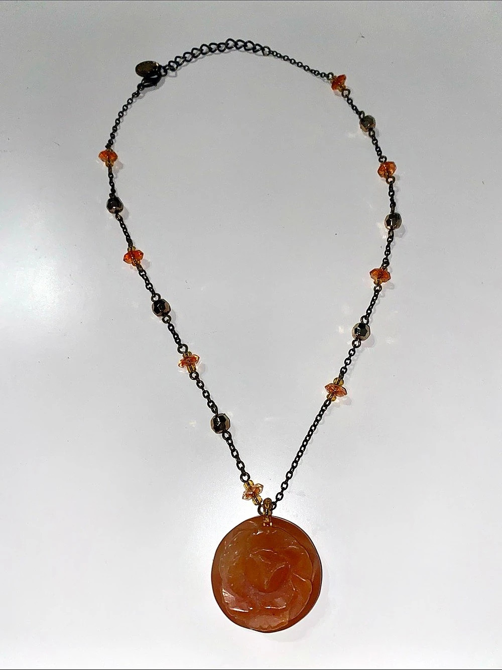 Y2K Vintage Flower Rose Pendant Stone Necklace